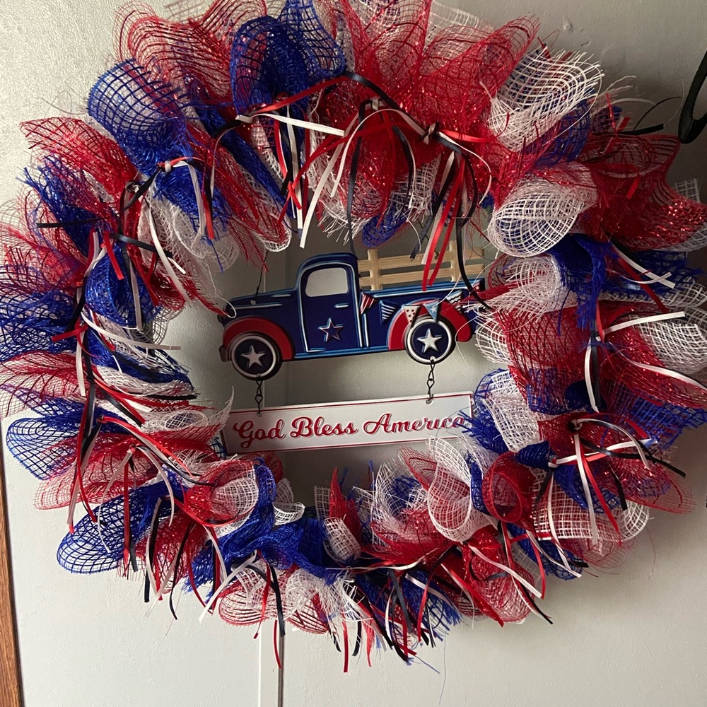 Patriotic Red, White, and Blue Wreath